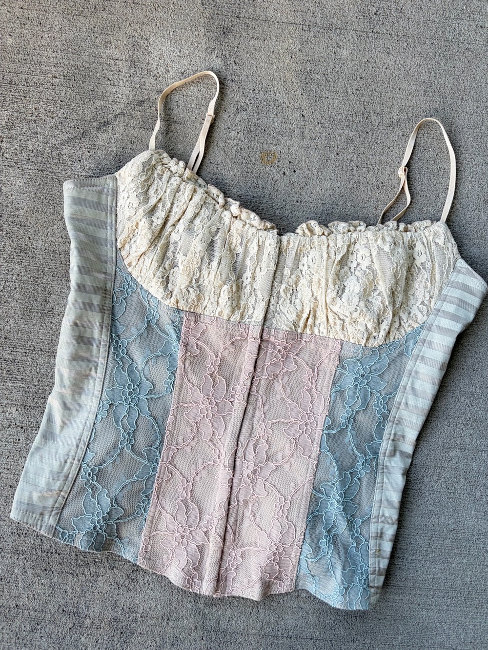 Casadei 90s Y2K whimsical fairy core pastel romantic corset tank top blouse rare